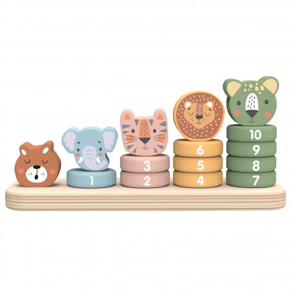Wooden Animal Number Tower